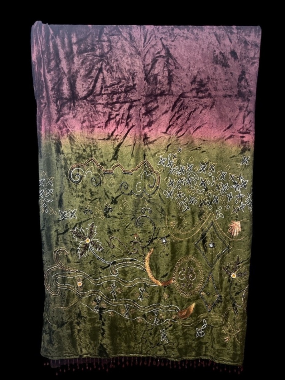 Thro Home Couture Velvet Ombre Throw Blanket Moon Star Embroidery Beaded NWT